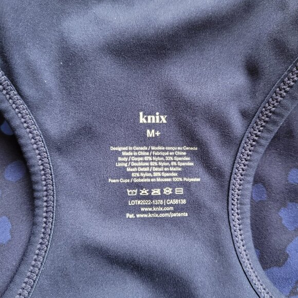 Knix Momenta Racerback Blue Polkadot Sports Bra in Circuit Size M+ - Picture 6 of 10